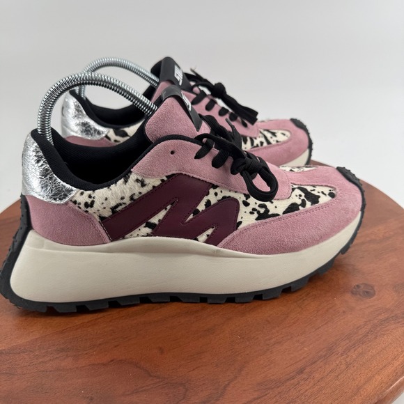 Steve Madden Shoes - Steve Madden Supercampo  Pink Leopard Calf Hair Platform Sneakers  Womens 10M